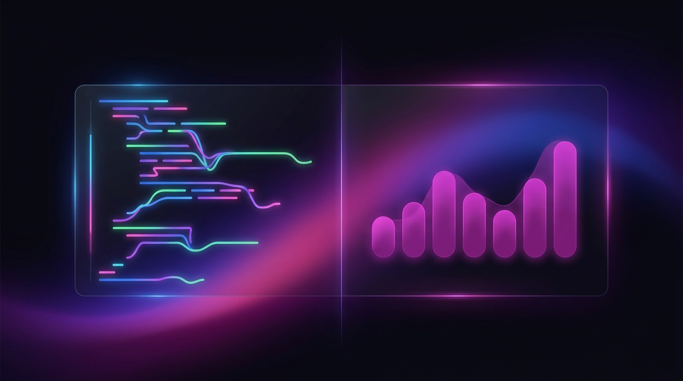 Split screen of Claude Code writing Remotion code beside a rendered 2D animated bar chart video preview