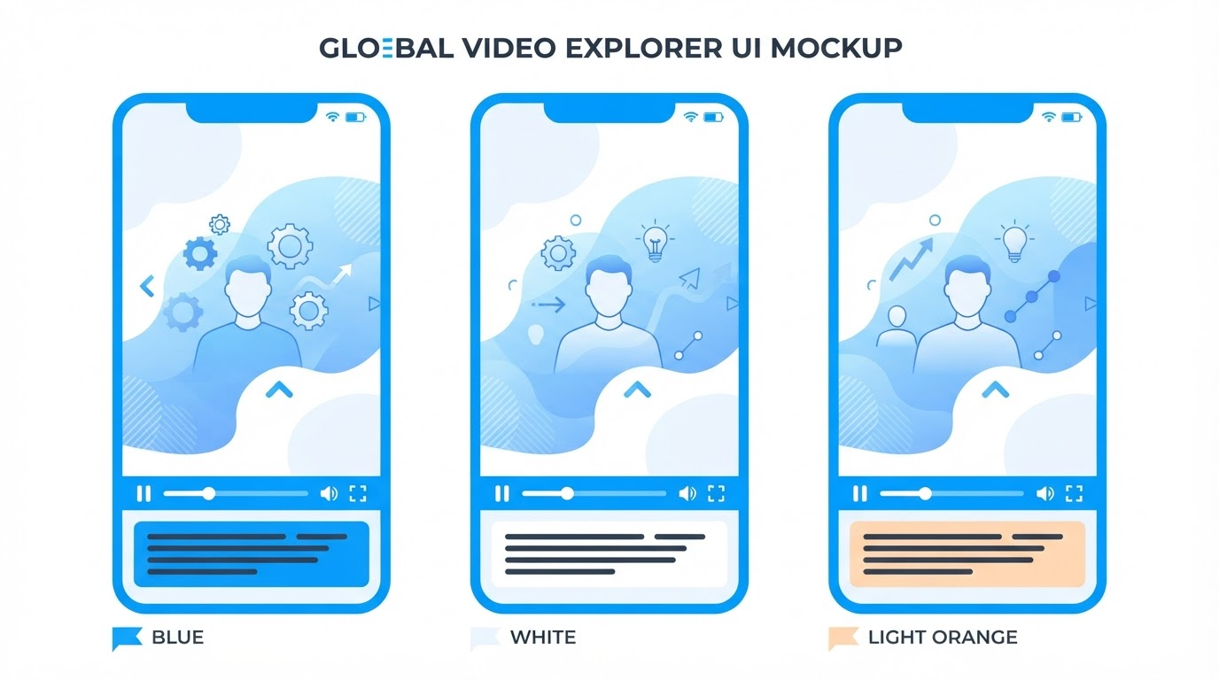 Split-screen mockup showing a faceless AI explainer video's caption track switching between English, Spanish, and Portuguese subtitles over the same b-roll footage