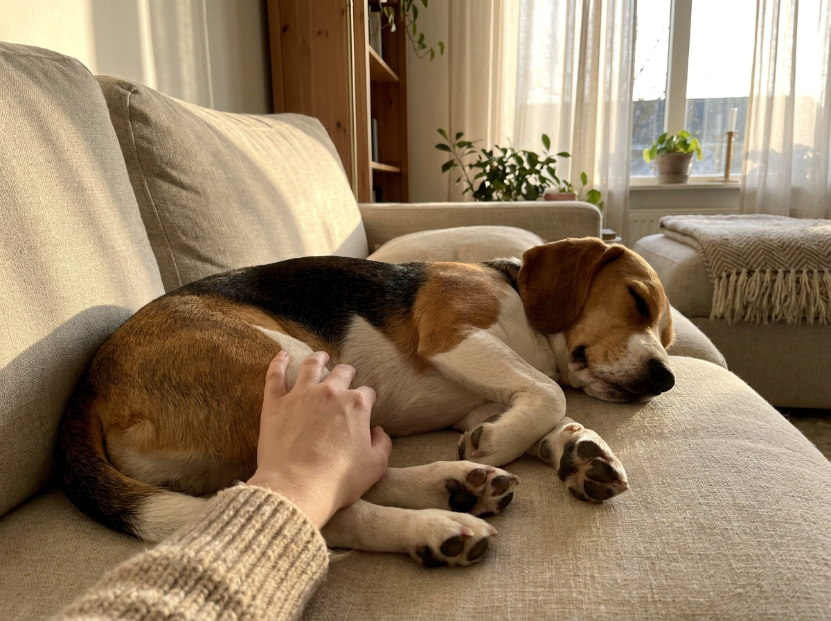 A calm, comfortable dog