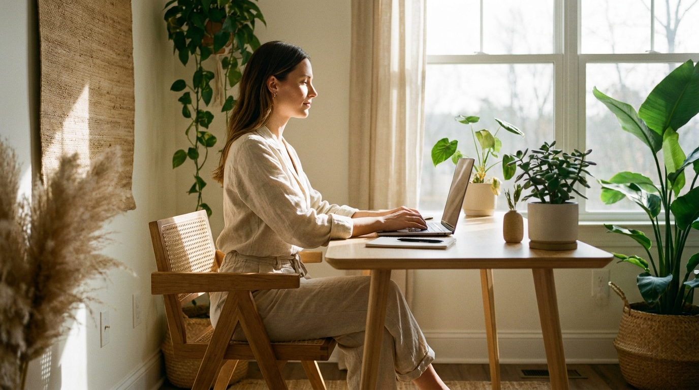 Upright posture at a desk