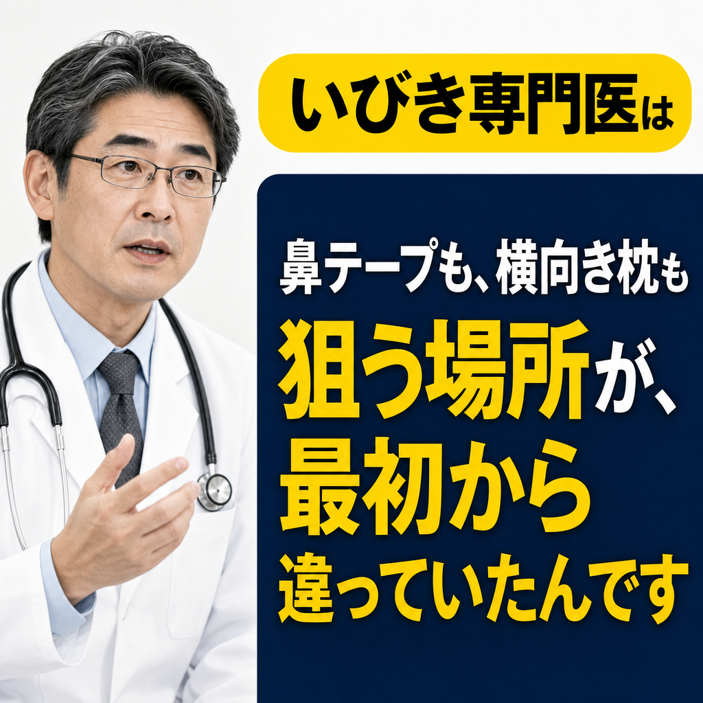 いびき専門医は鼻テープも横向き枕も狙う場所が最初から違っていたんです