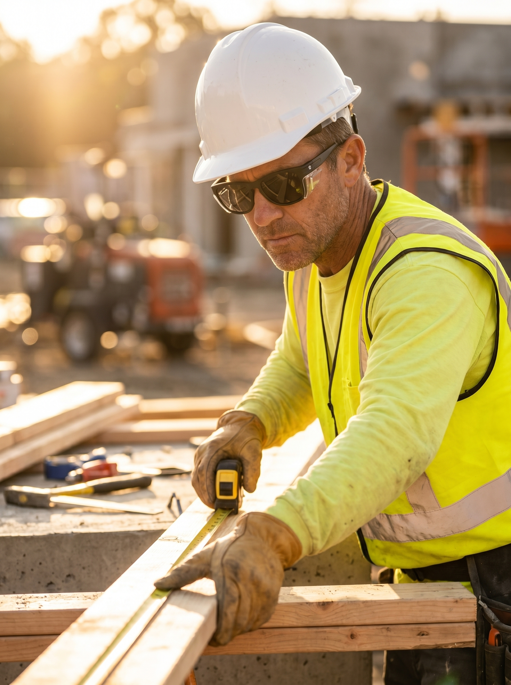 Construction worker wearing Sunneys Classics safety glasses