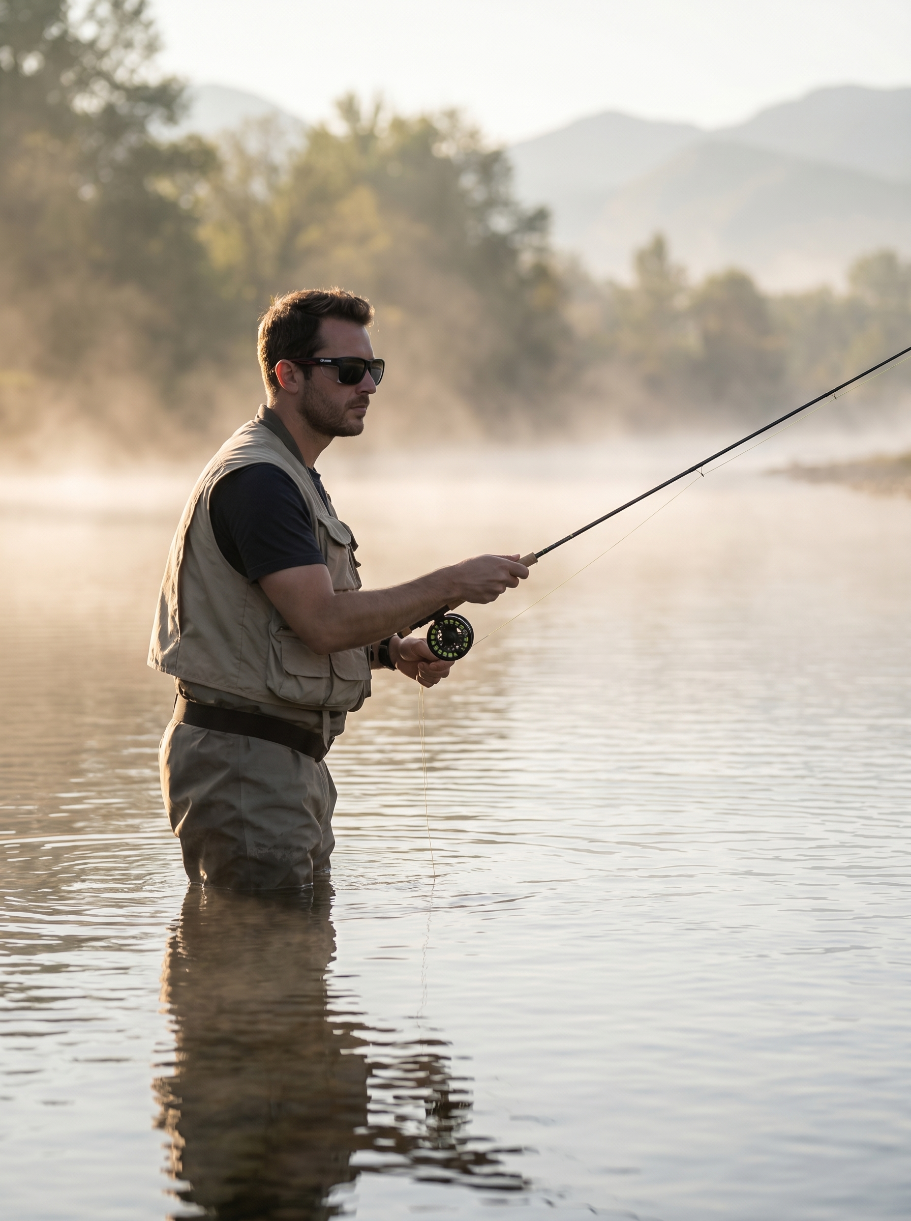 Fly-fisherman wearing Sunneys Blitz Creek