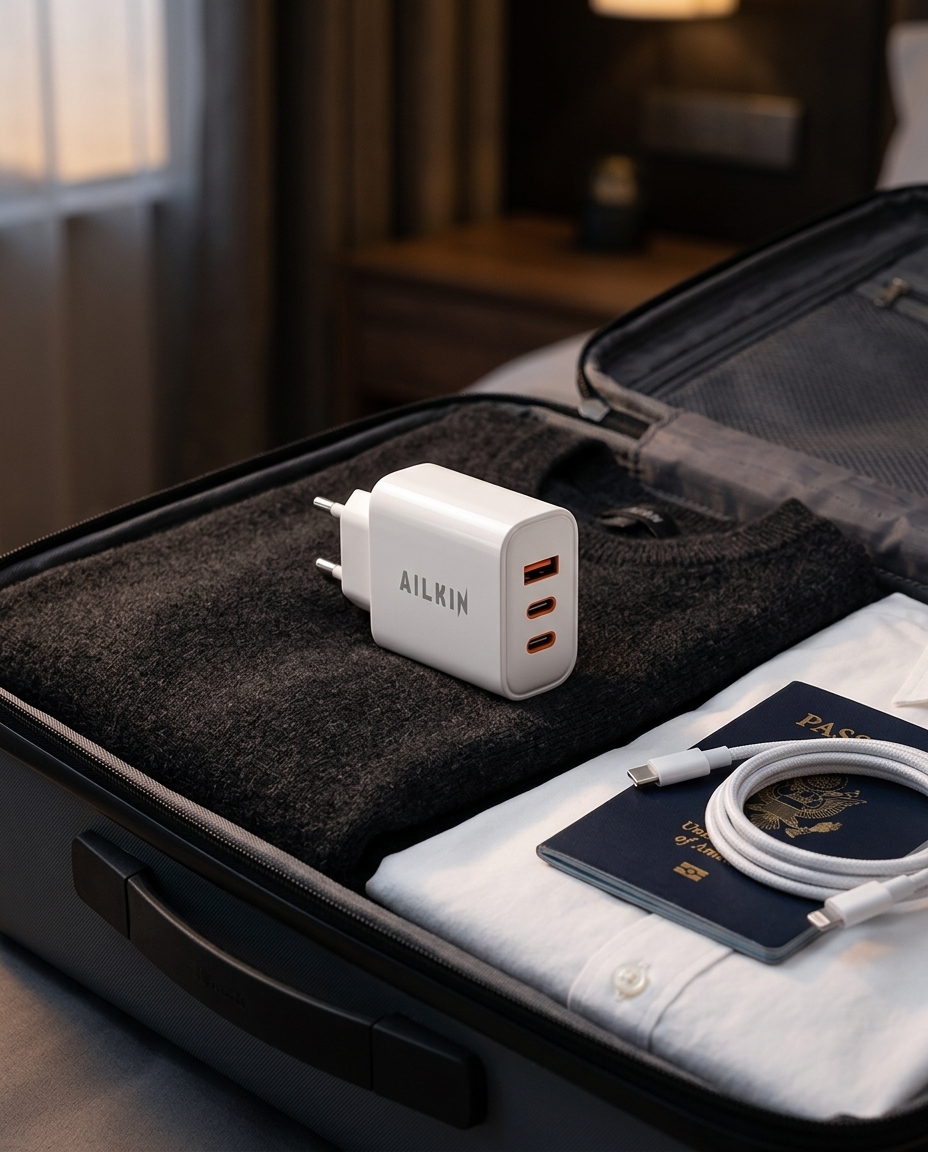 Charger packed for travel
