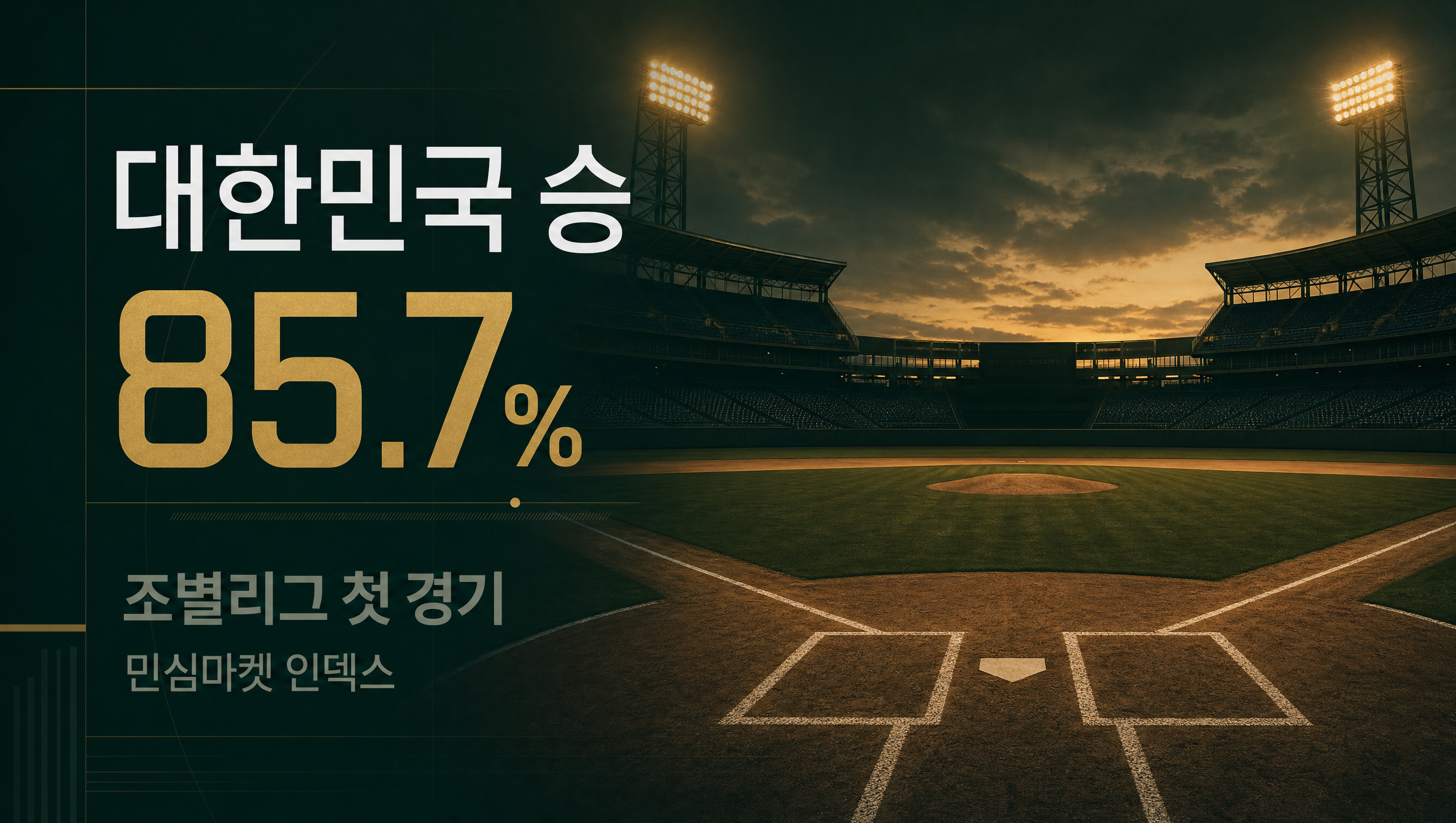 아시안게임 야구 한국 대만 첫 경기 민심마켓 인덱스 85.7%