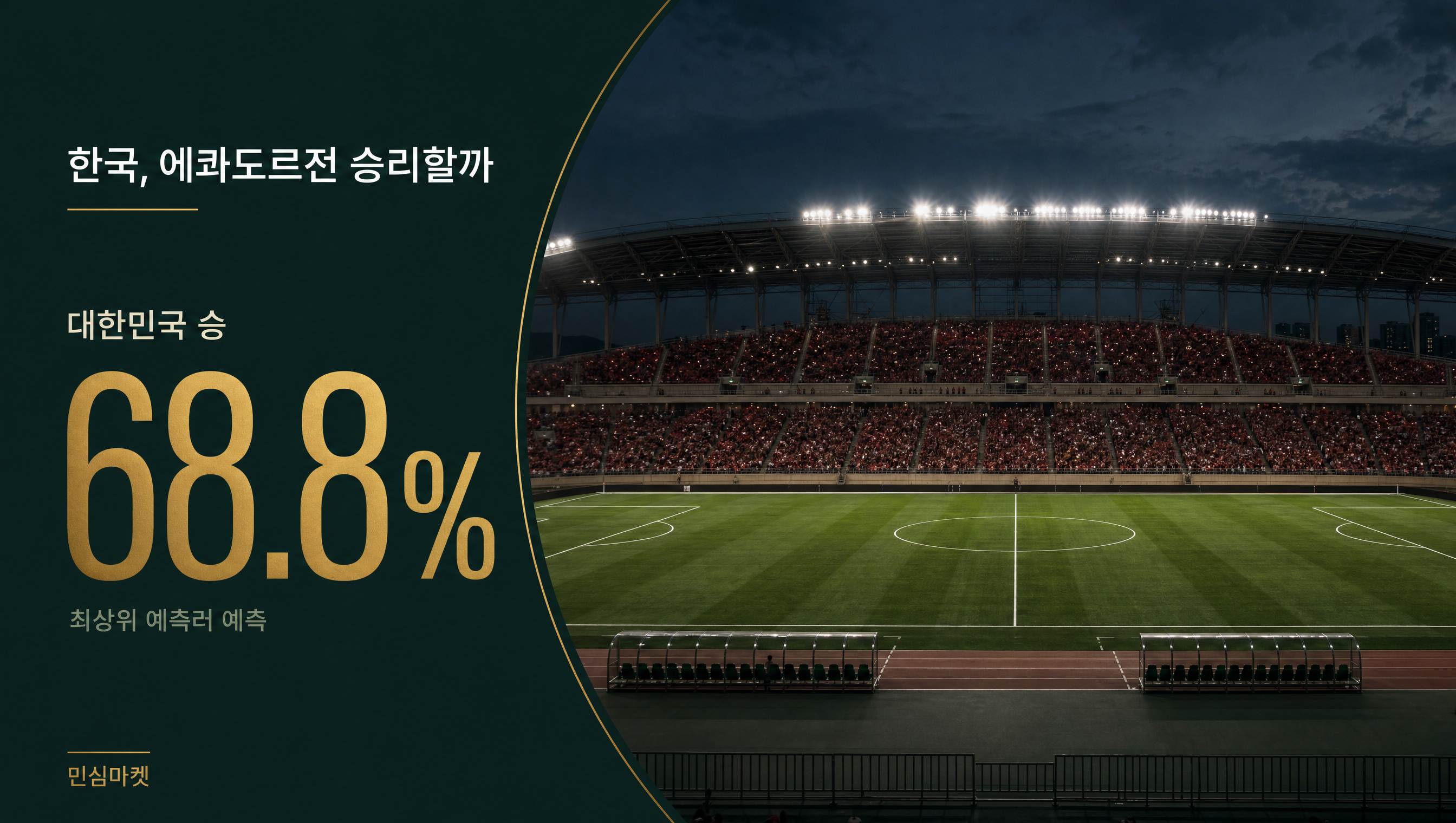 한국 대 에콰도르 A매치 예측 대한민국 승 68.8% 훅 썸네일