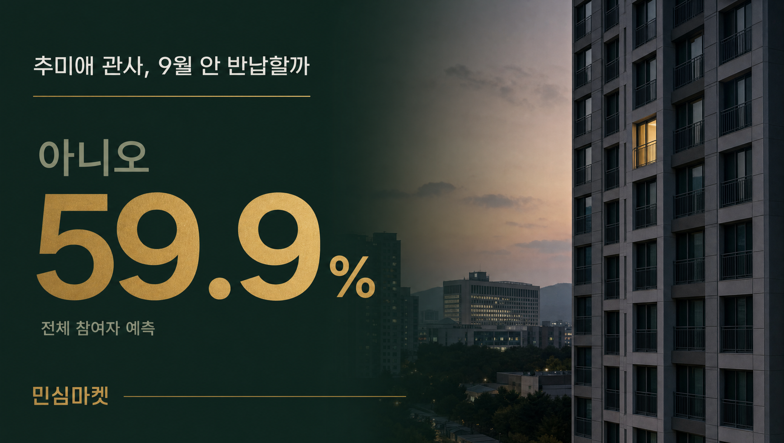 추미애 경기도지사 관사 반납 여부 예측 아니오 59.9% 훅 썸네일