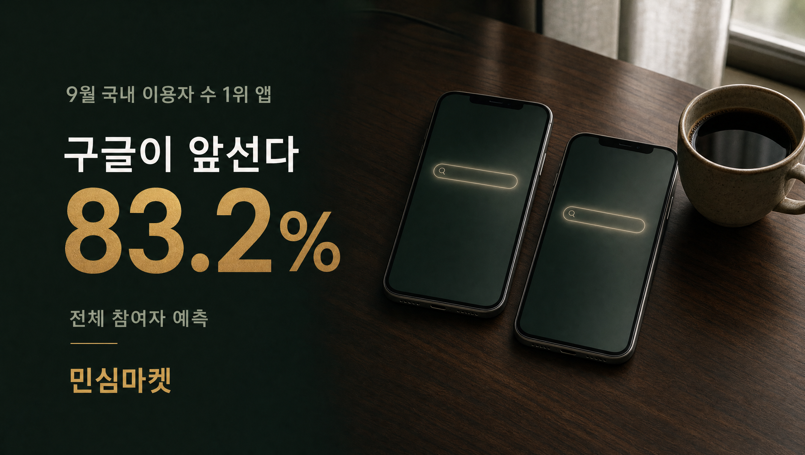 9월 국내 월간 이용자 수 구글 대 네이버 예측 구글이 앞선다 83.2% 훅 썸네일