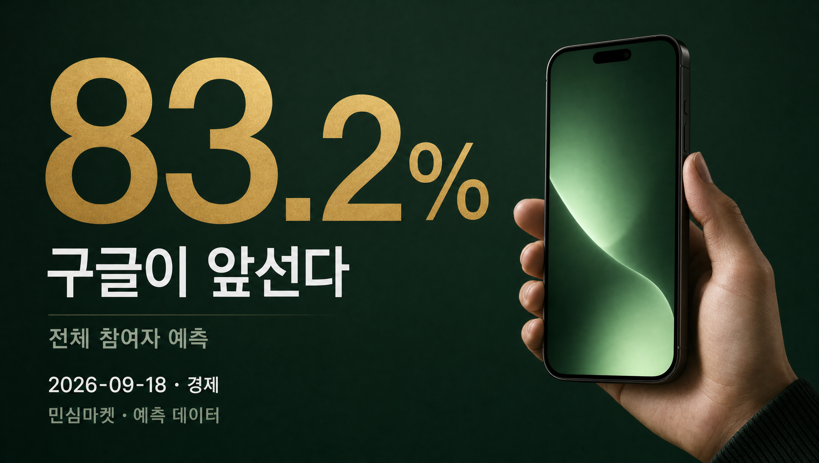 9월 국내 월간 이용자 수 구글 대 네이버 현황 예측률 83.2%