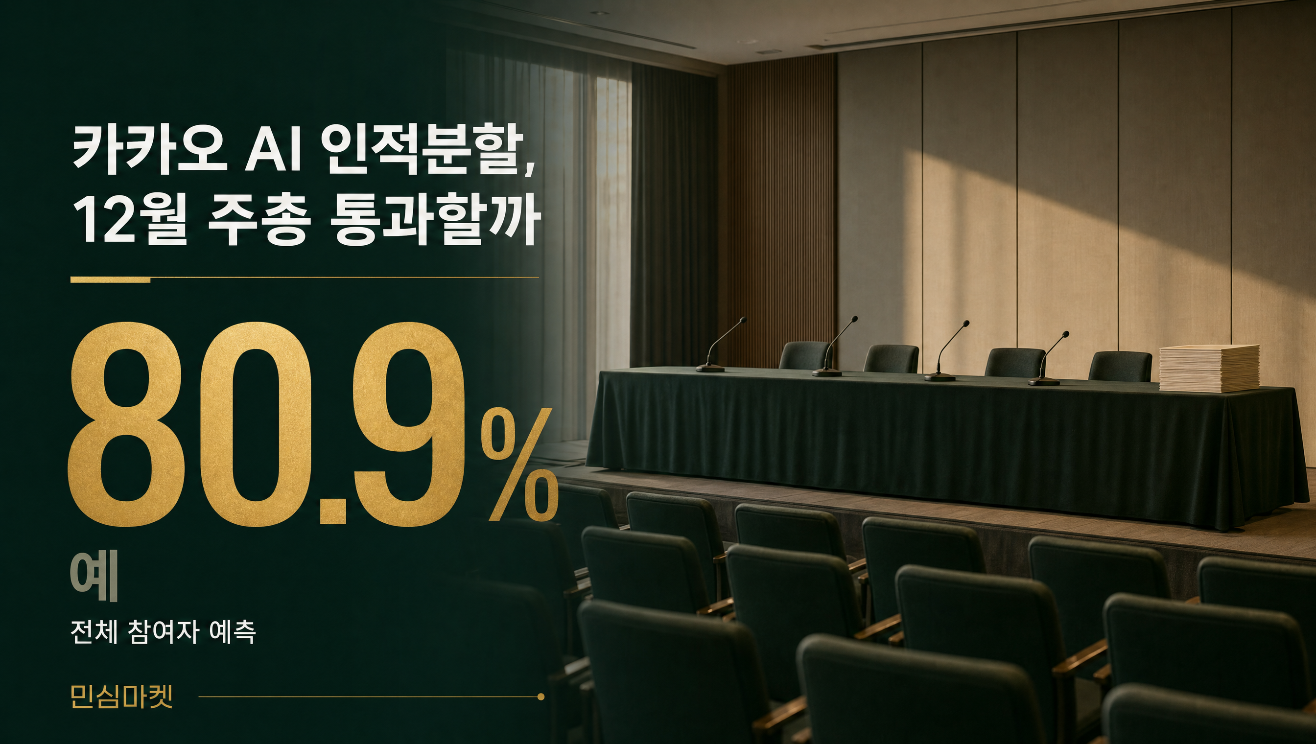 카카오 AI 인적분할 임시주총 예측 예 80.9% 훅 썸네일
