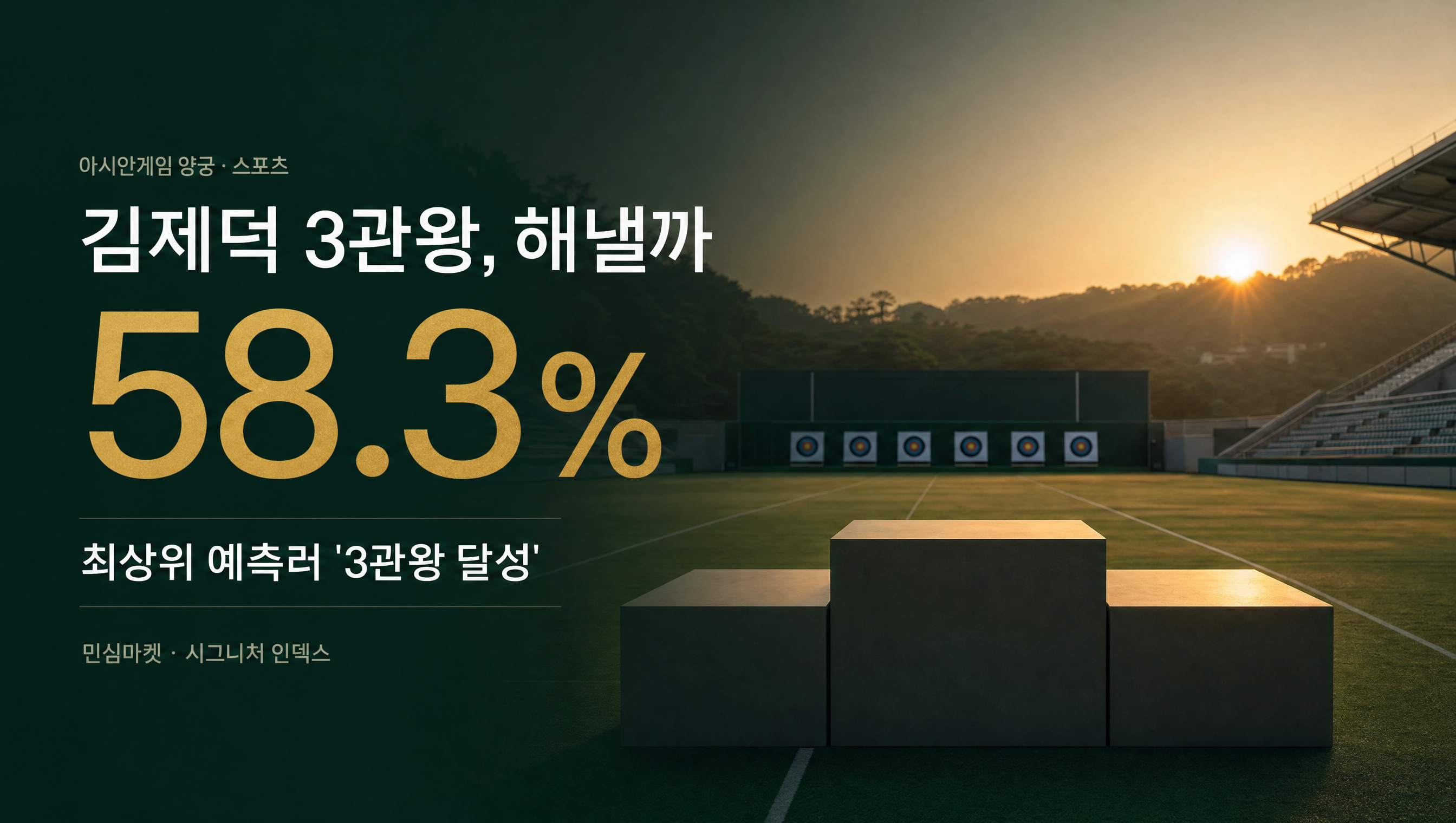 김제덕 3관왕 58.3% 민심마켓 예측 훅 썸네일