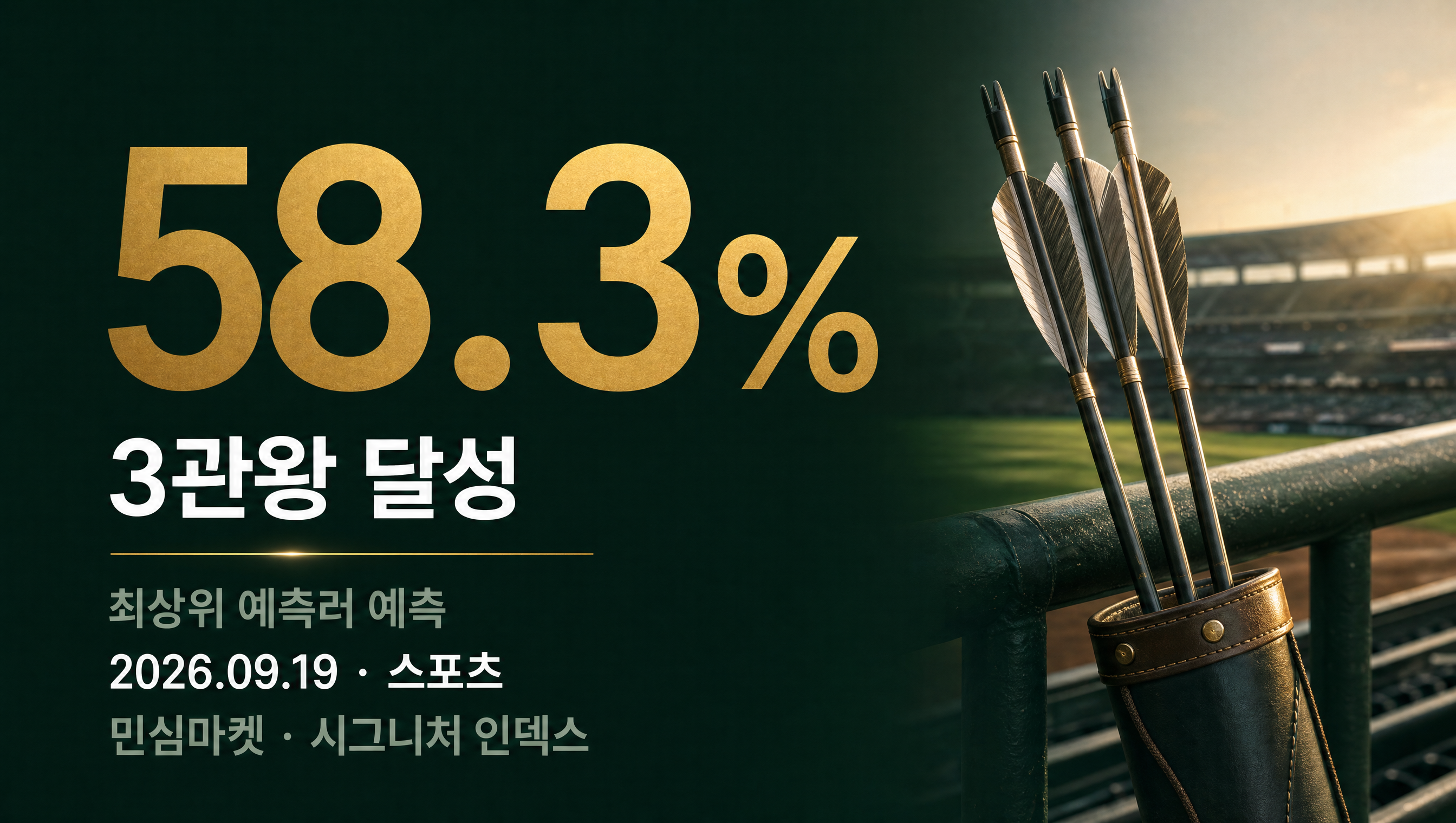 김제덕 3관왕 3관왕 달성 58.3% 현황 예측률 카드