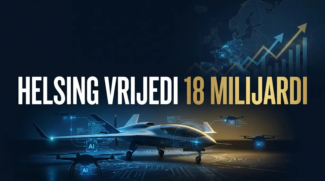 Autonomni dron i borbeni avion vođeni vještačkom inteligencijom iznad Evrope, ilustracija firme Helsing.
