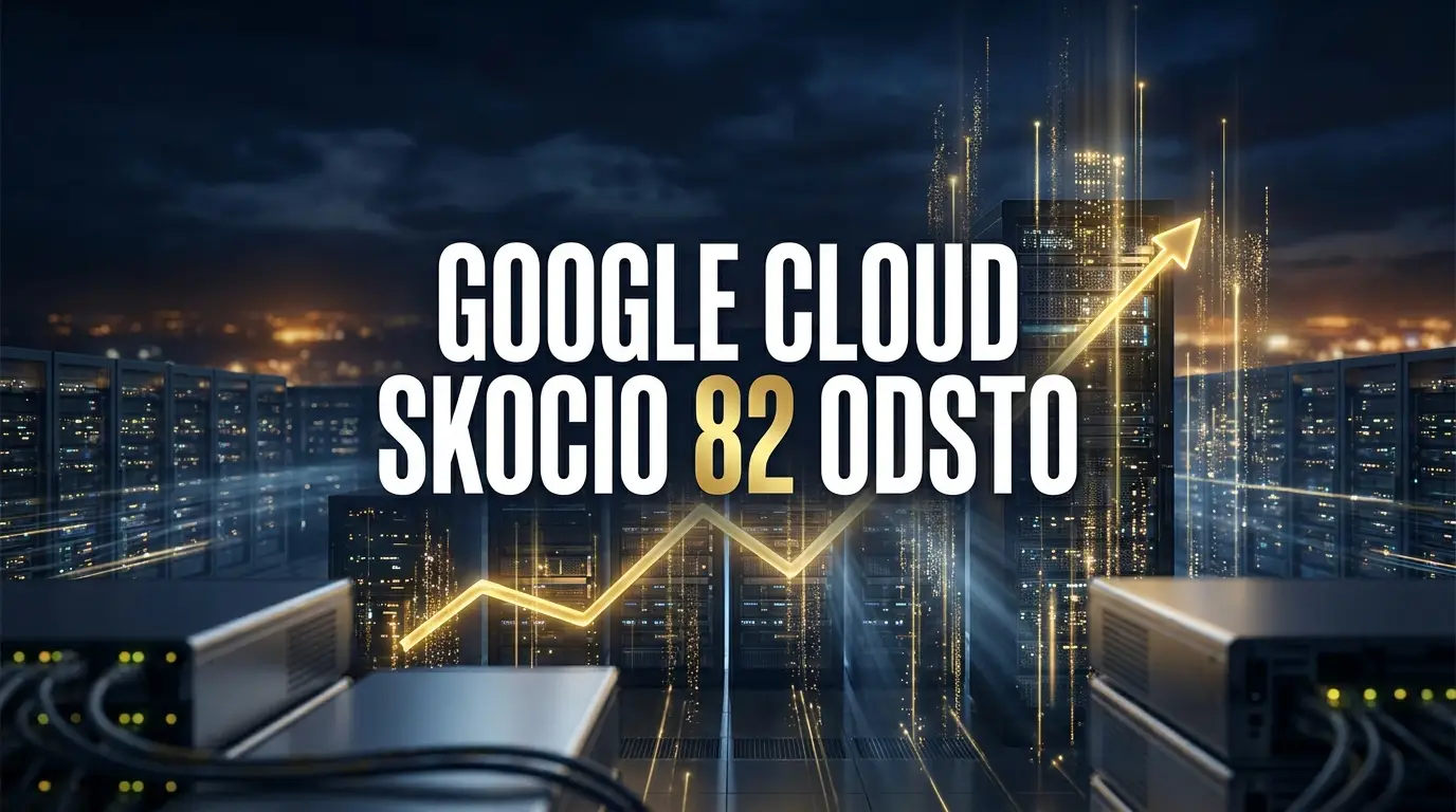 Uzlazni grafikon rasta Google clouda i AI ulaganja iznad podatkovnog centra