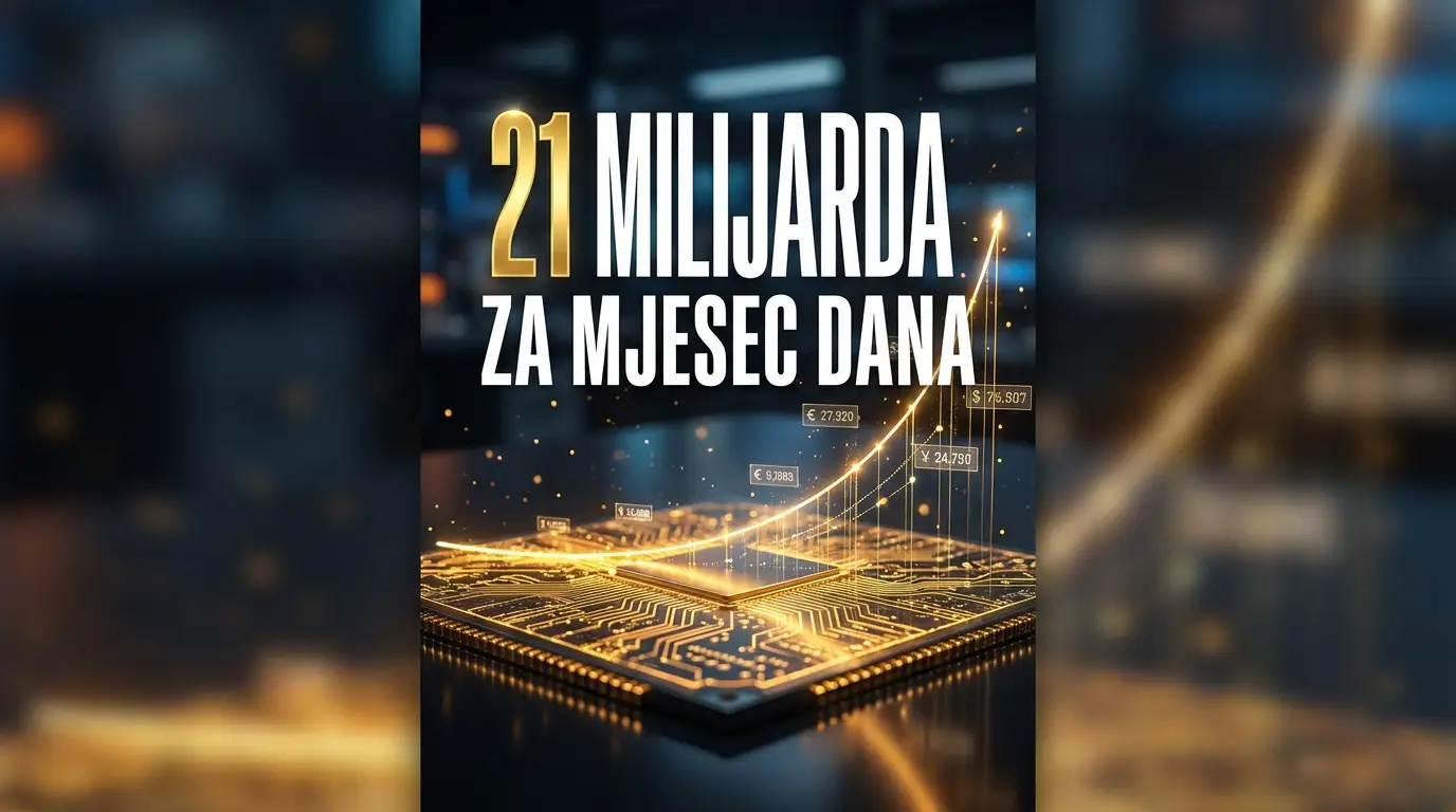 Krupni kadar silicijumskog čipa sa zlatnim strujnim kanalima, ilustracija vrijednosti firme Etched