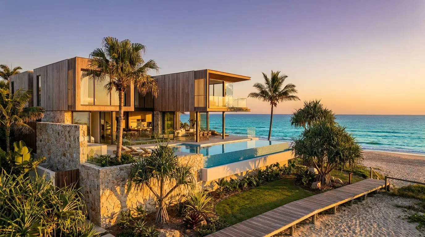 Magnificent contemporary coastal home on the Sunshine Coast with infinity pool and ocean views