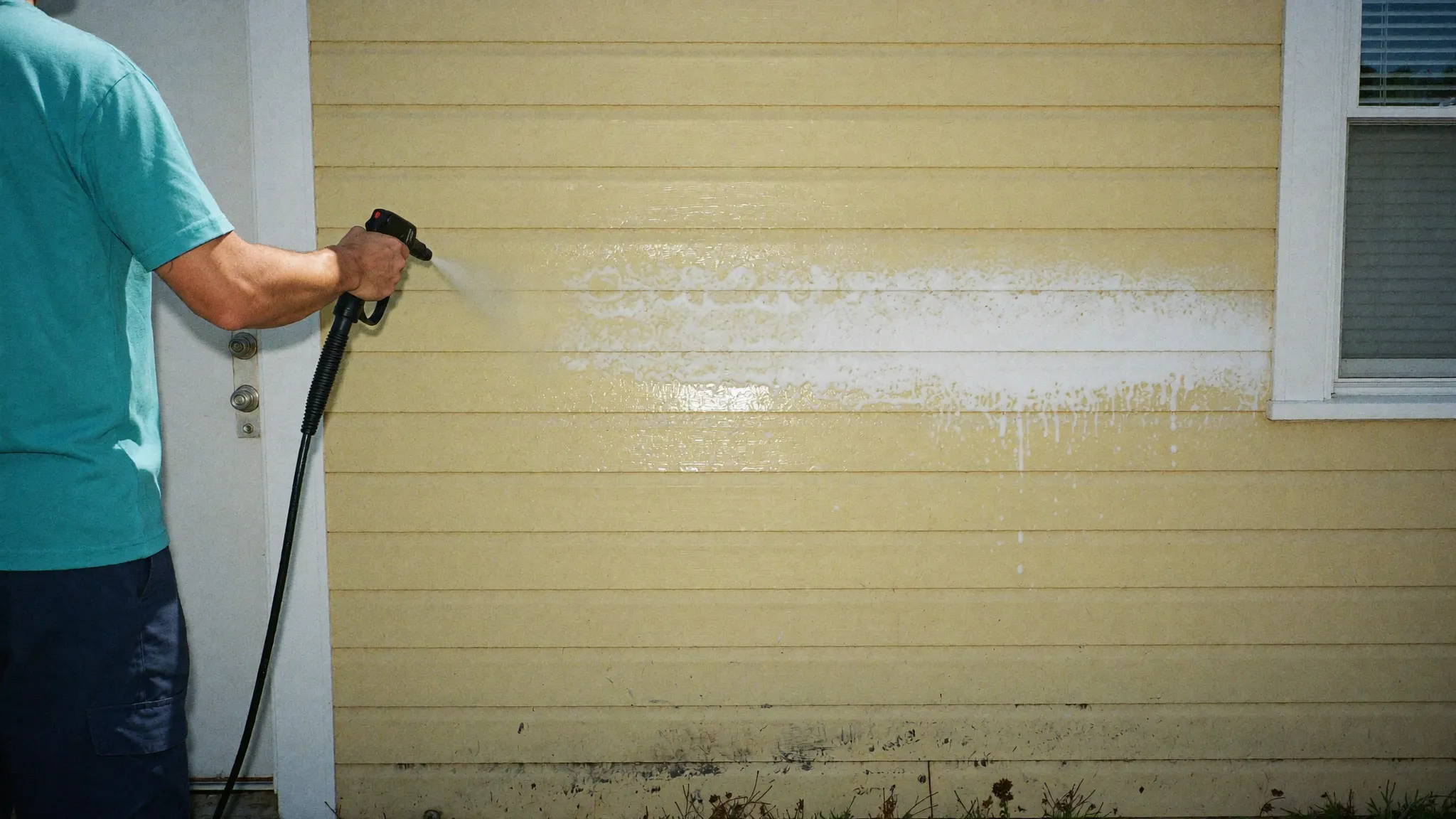 Soft-washing home siding