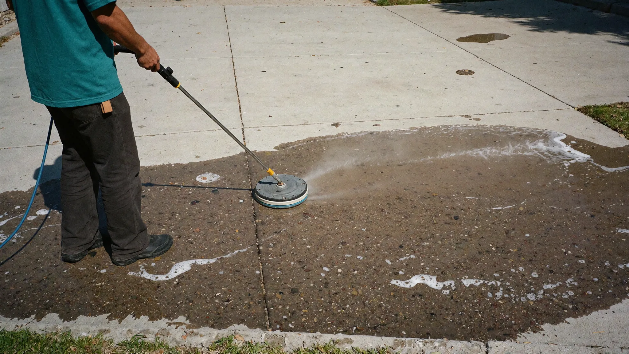 Surface-cleaning a concrete driveway