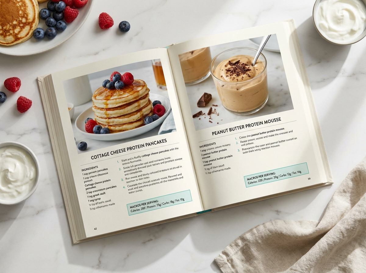 Breakfast and dessert recipe spread