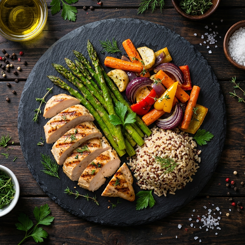 Healthy high-protein plated meal
