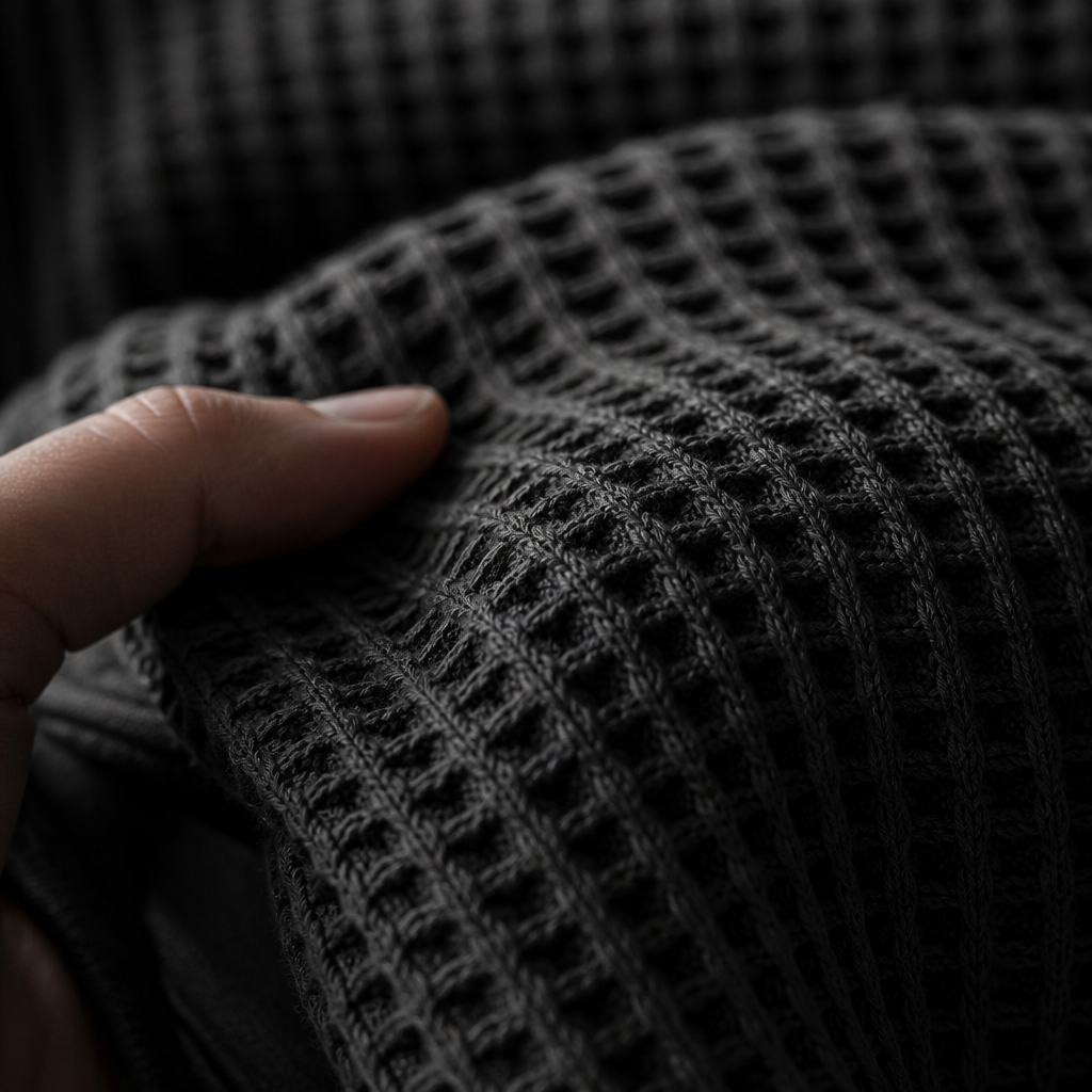 300gsm waffle-knit, not flat fleece