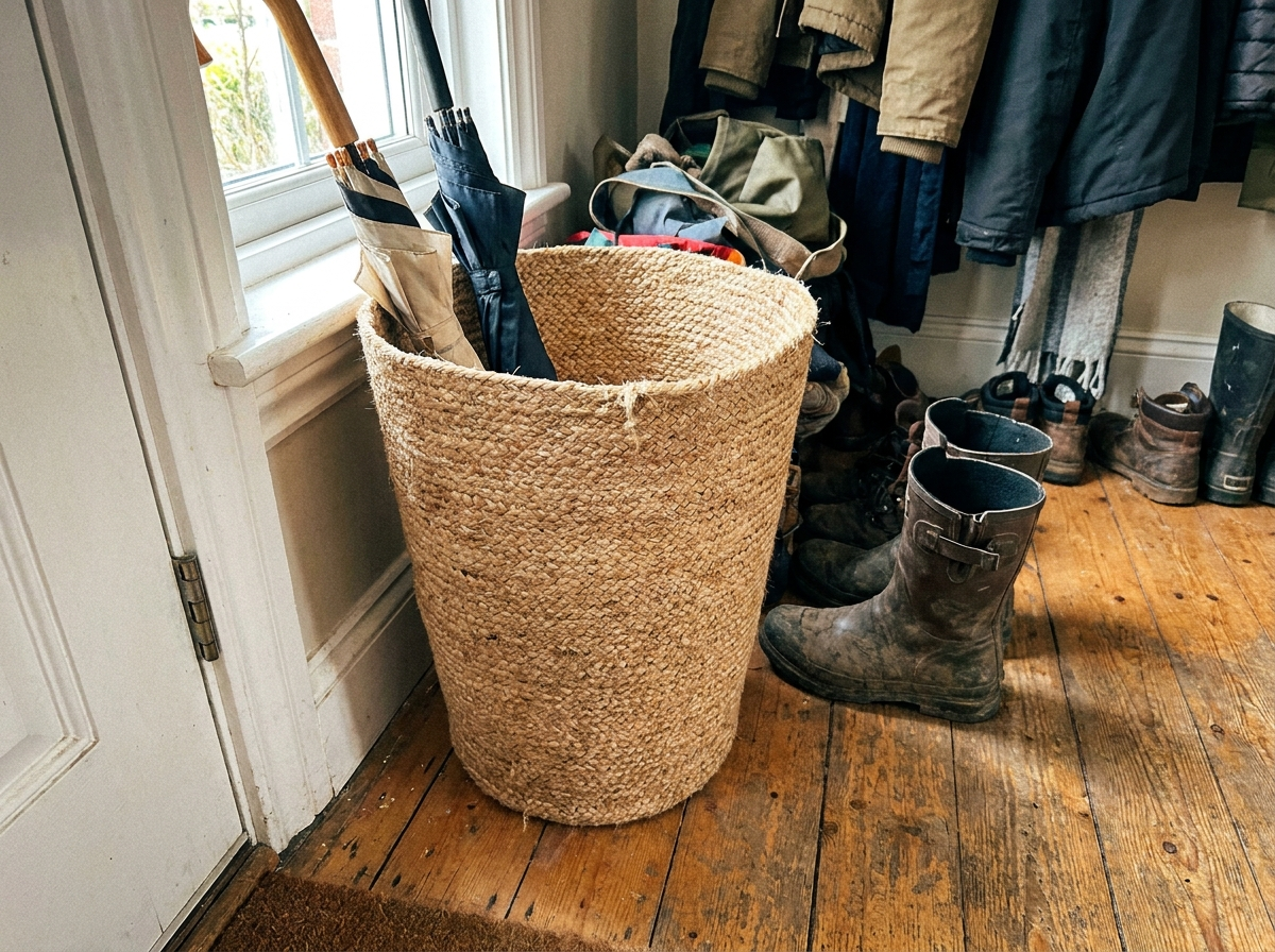 Cesta para paraguas de yute natural