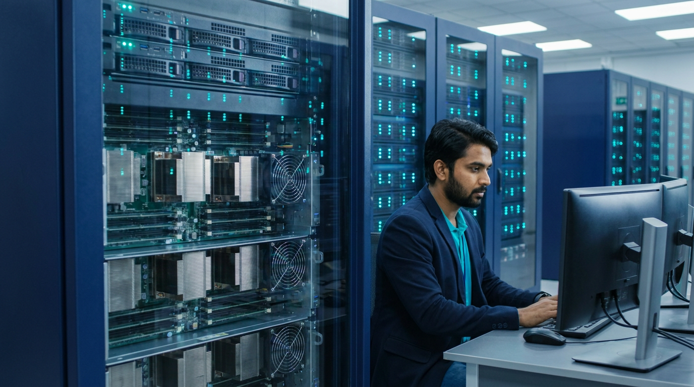 Intel Xeon server CPU in Indian datacenter rack - Sirius Star deployment