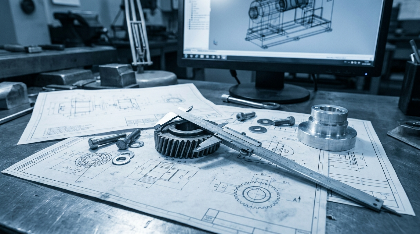 Engineering CAD drawings and prototype machine components