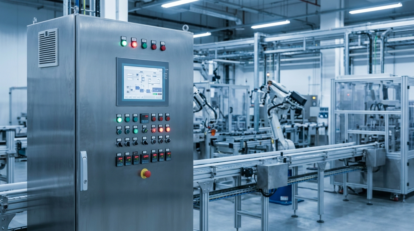 Industrial automation control panel and production line