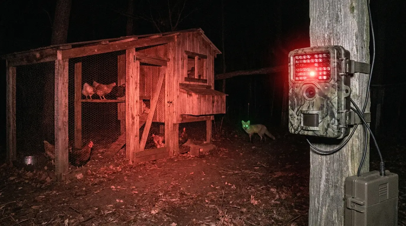 Trail camera monitoring coop