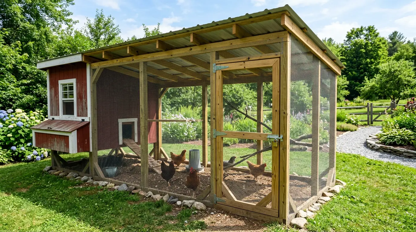 Completed predator-proof chicken run