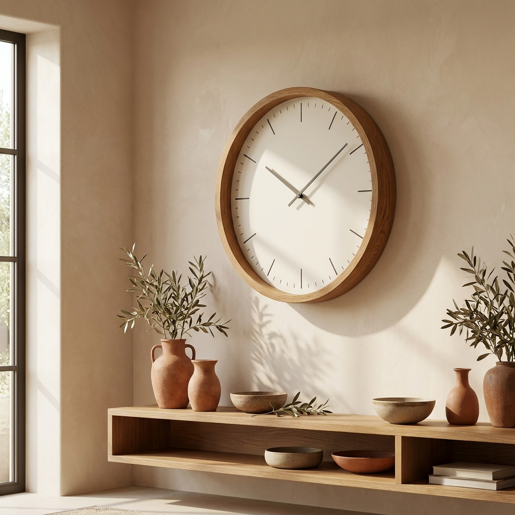 Horloge murale bois massif VIVILINEN, silencieuse