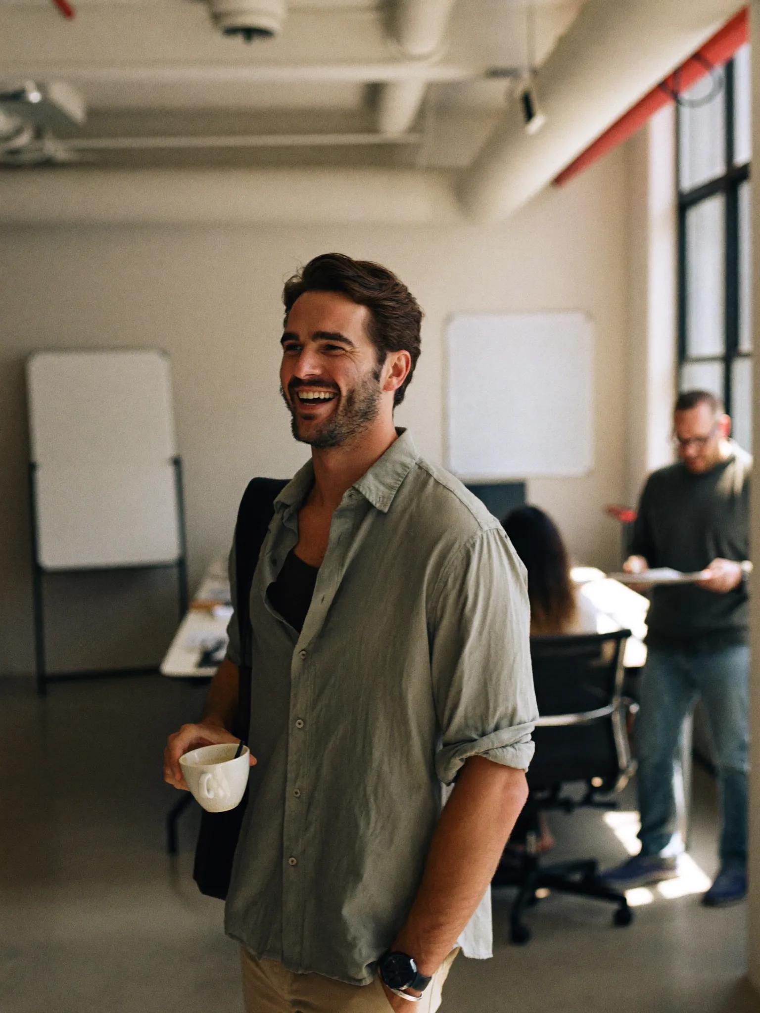 Office worker in a bright open-plan office