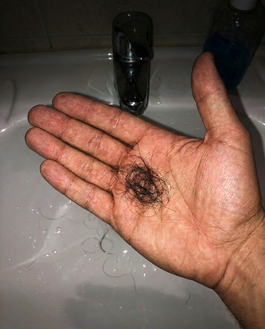 Capelli persi nel palmo della mano