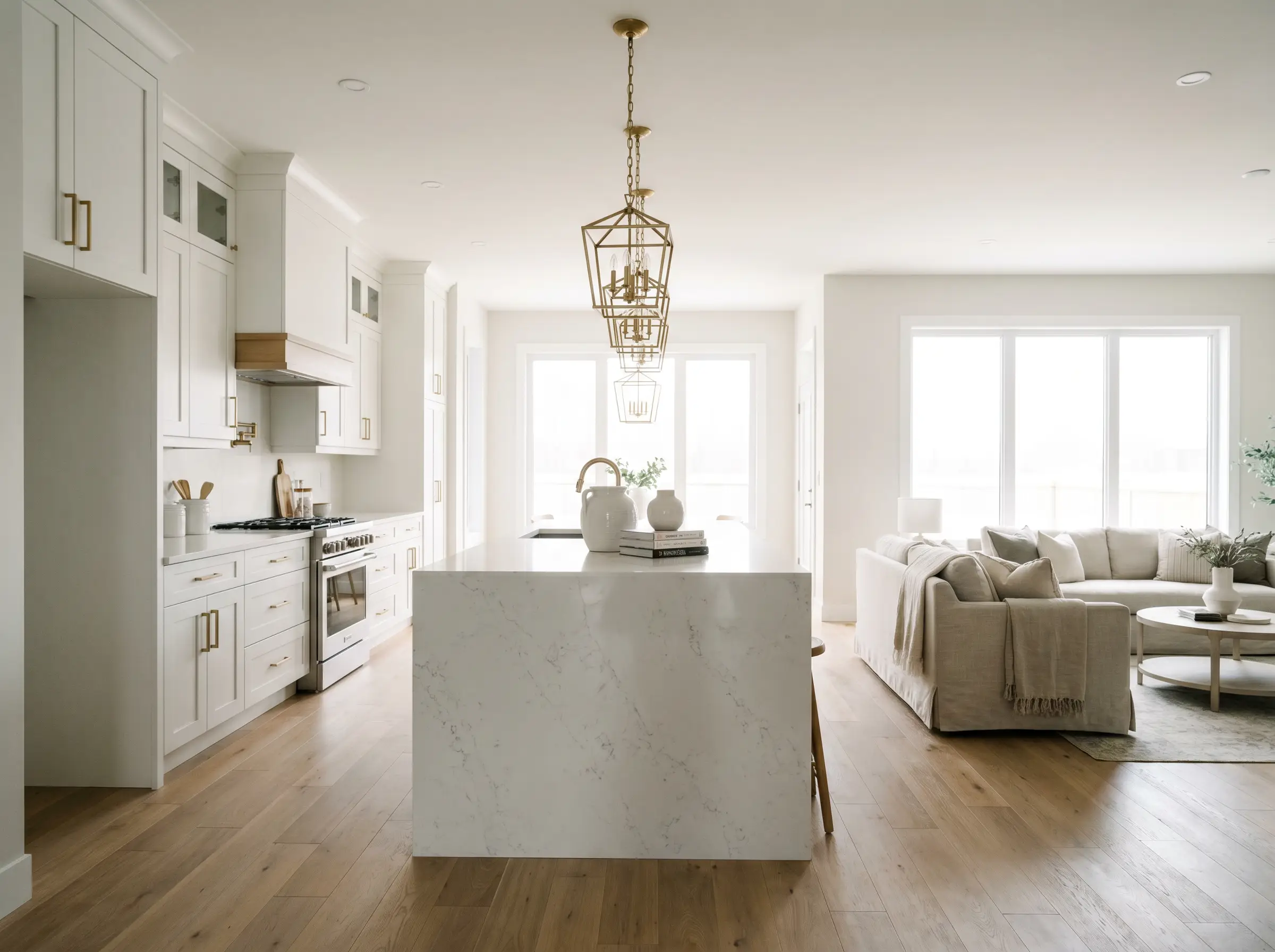 Renovated residential kitchen and living space