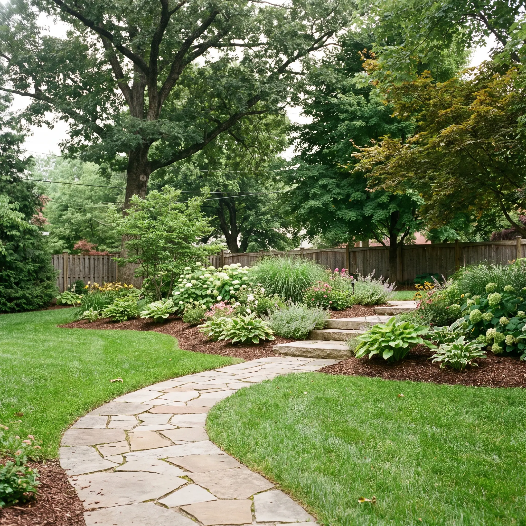 Beautifully landscaped backyard