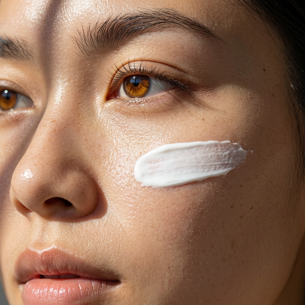 Woman with skincare product