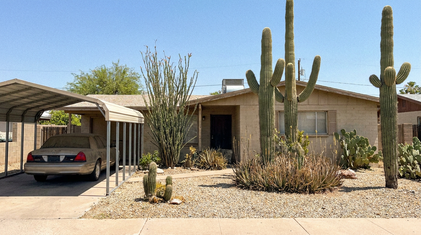 Older single-story block home in South Scottsdale, Arizona purchased for cash as-is