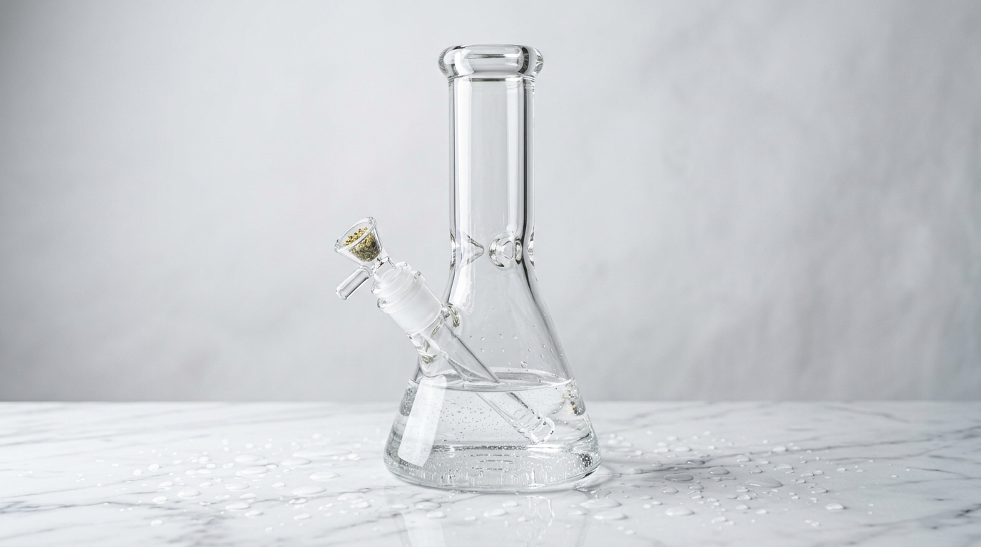 Crystal clear clean glass bong after cleaning