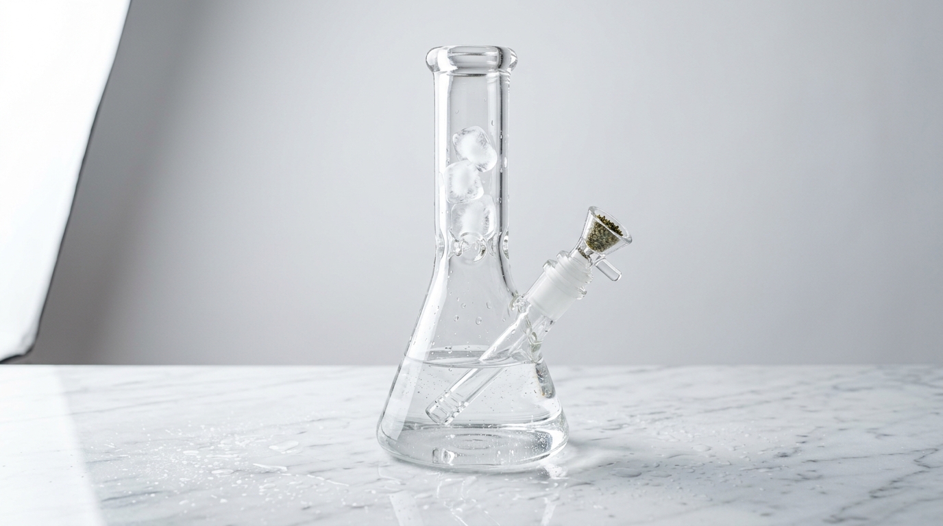 Glass bong on marble surface ready for cleaning