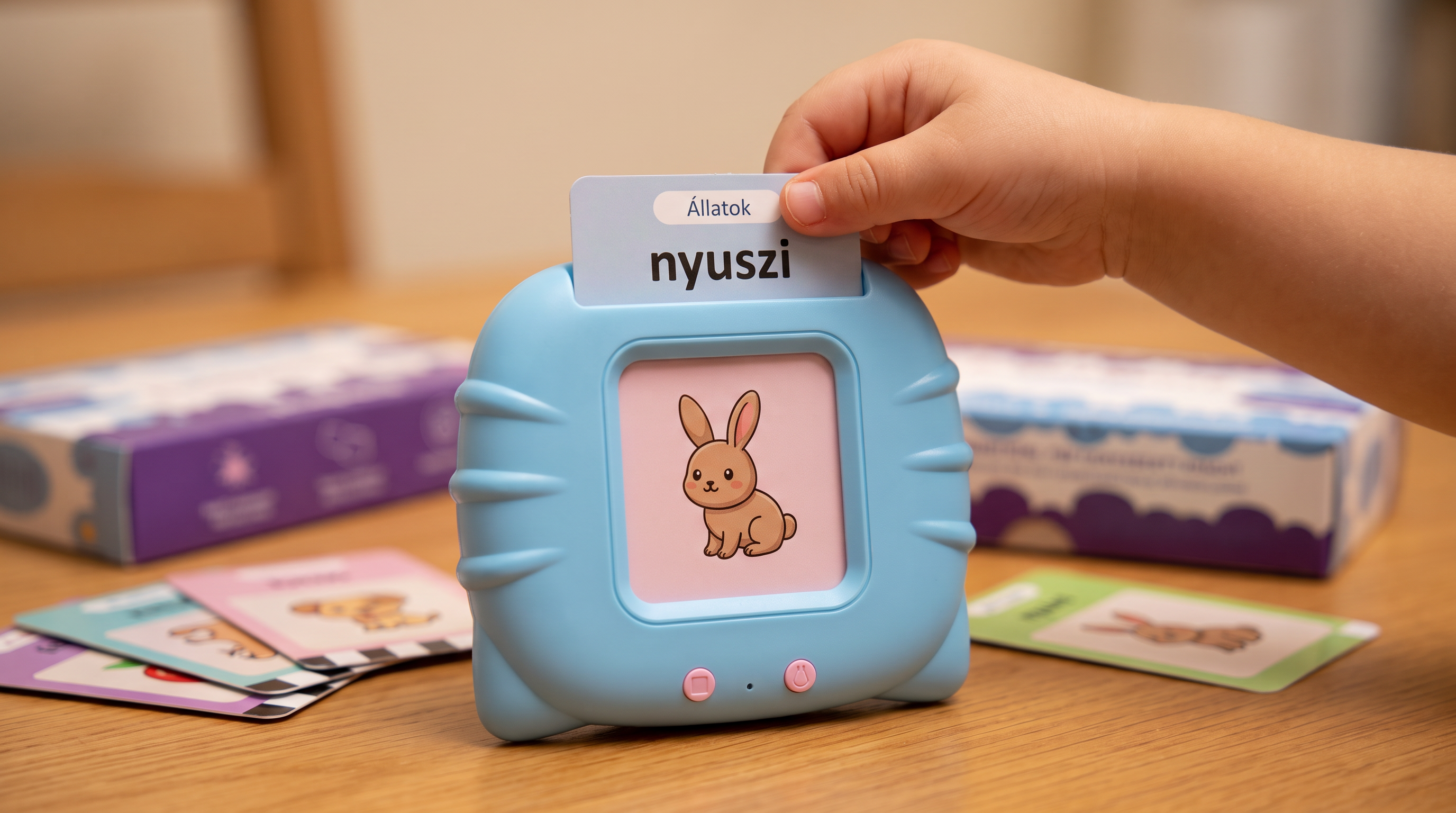 Gyerekkéz behúzza a kártyát az olvasón