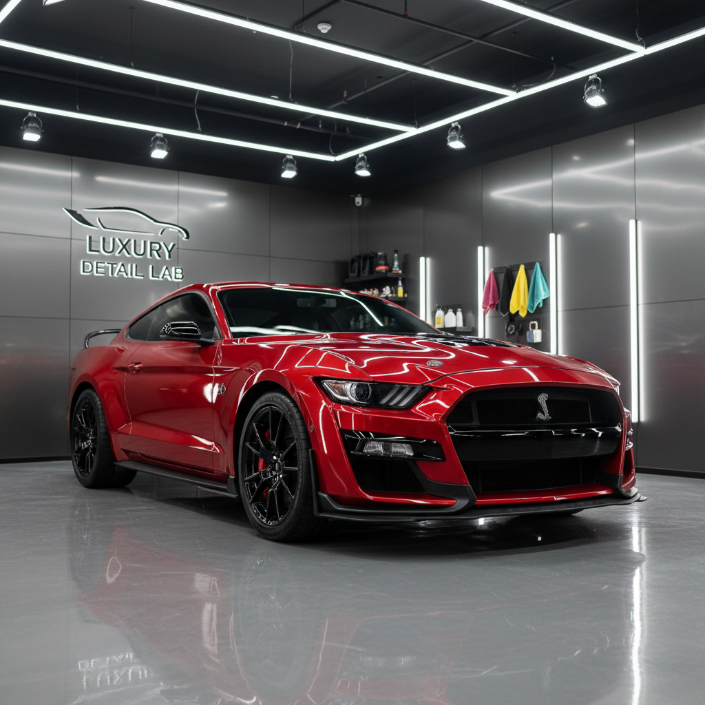Detailed car front quarter angle in studio light