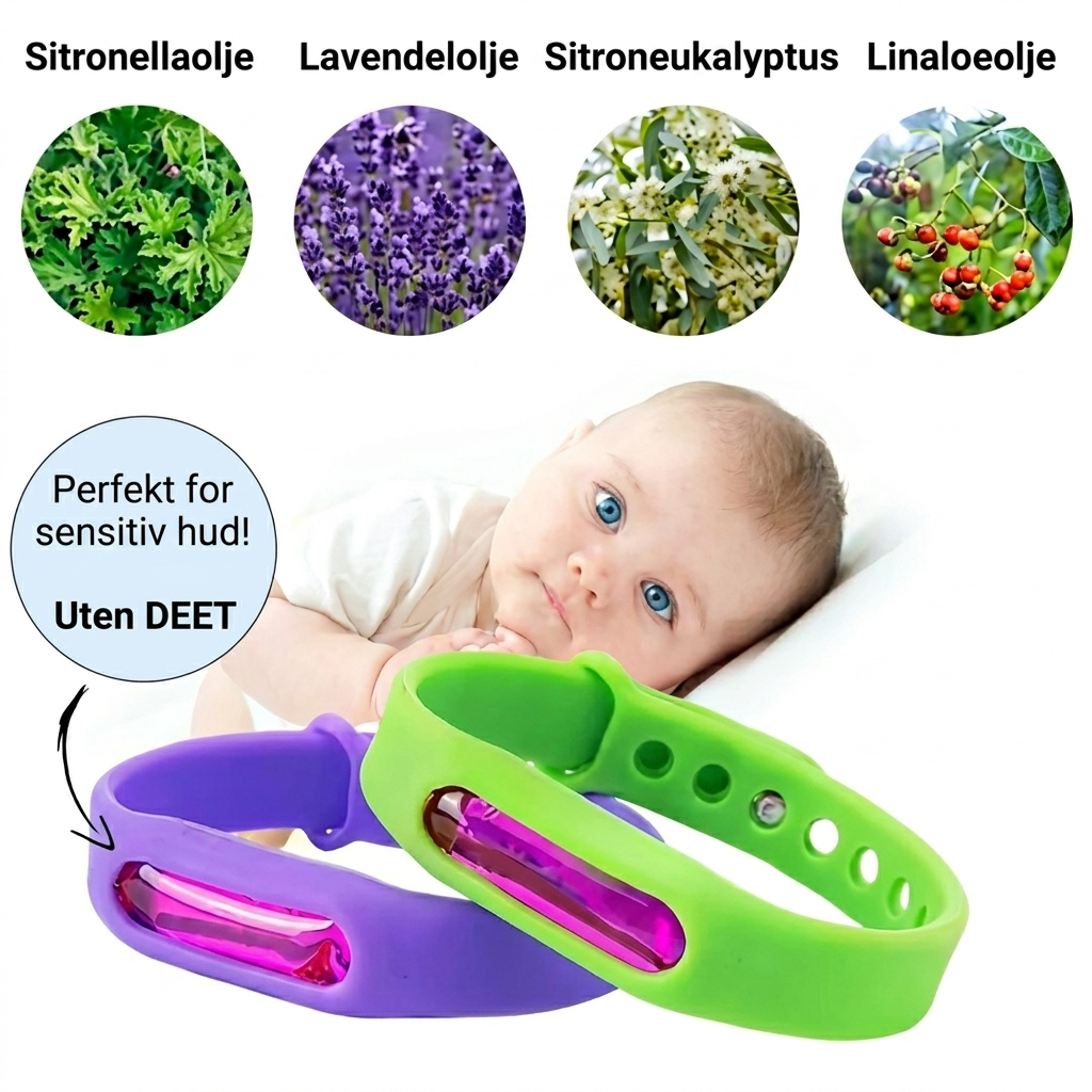 Naturlige oljer, uten DEET, perfekt for sensitiv hud