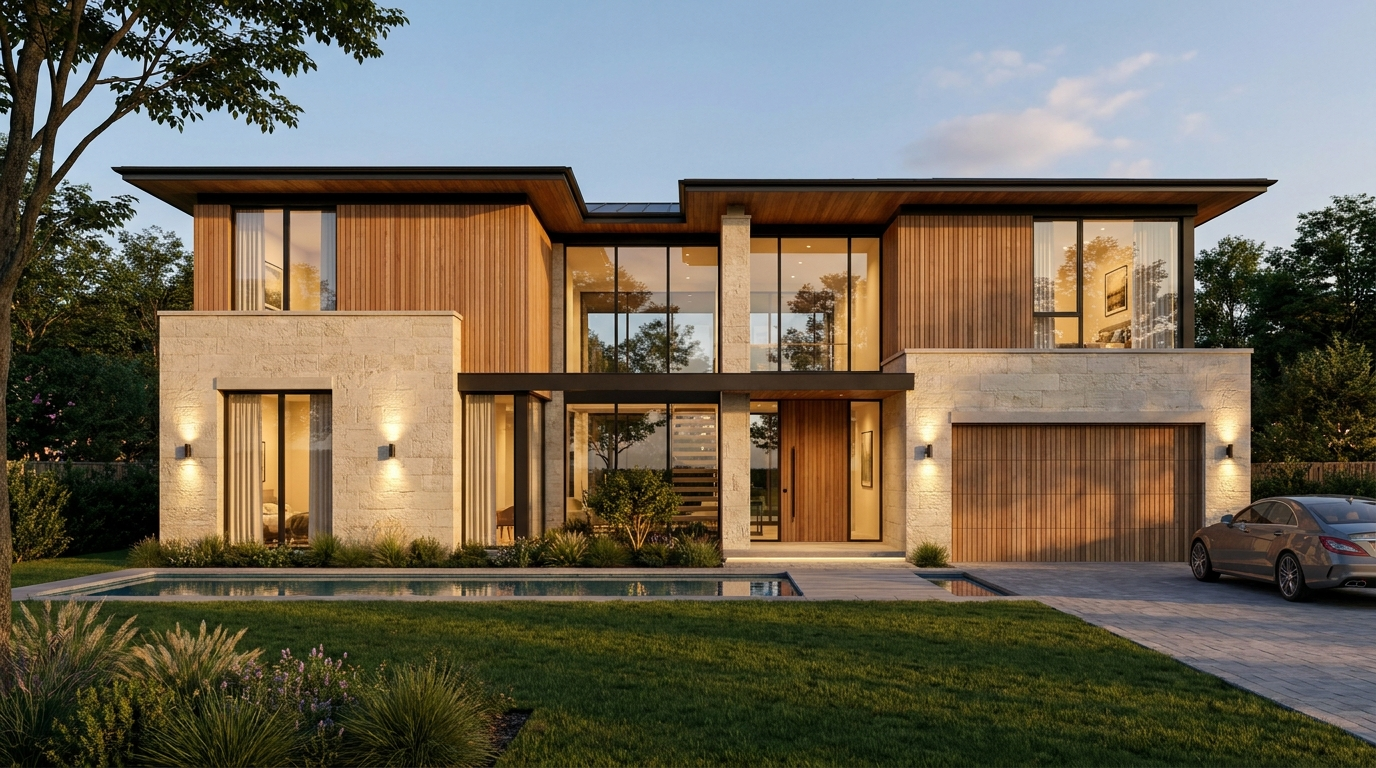 Photorealistic exterior architectural rendering