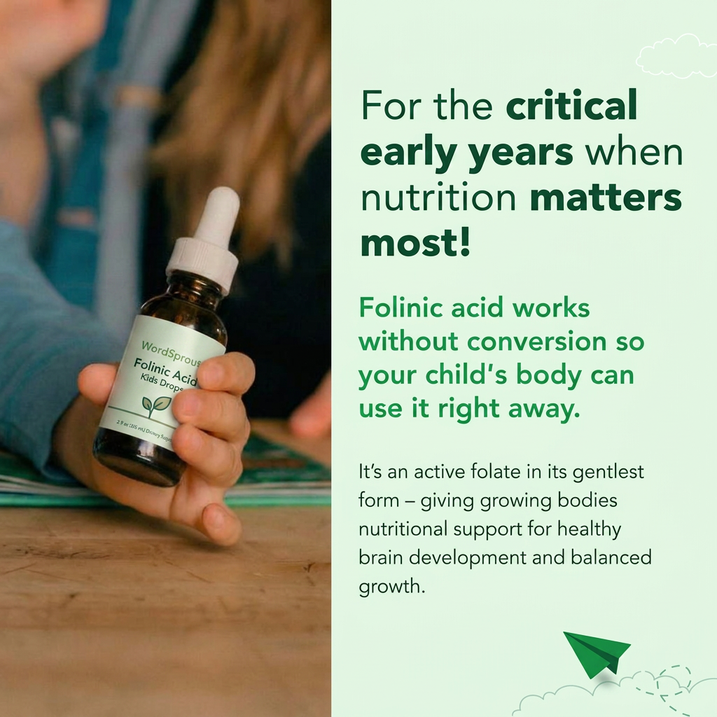 A child holding WordSprout Kids Folinic Acid Drops