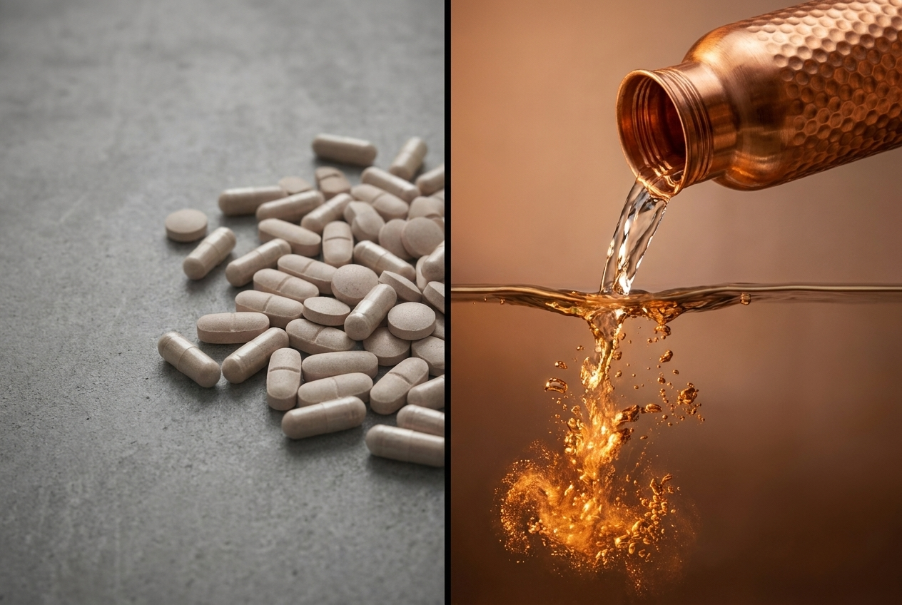 Copper water actually works. Copper pills barely do.