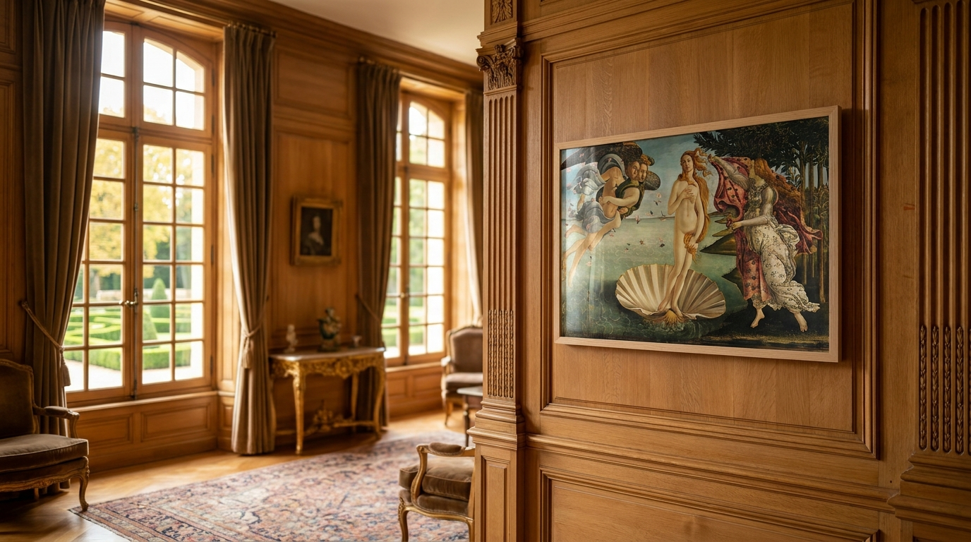 The Birth of Venus, Botticelli, in a Lore & Canvas natural oak frame