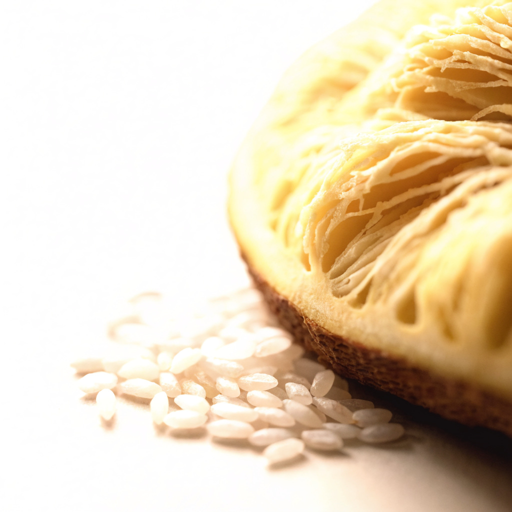 Rice grains and jackfruit