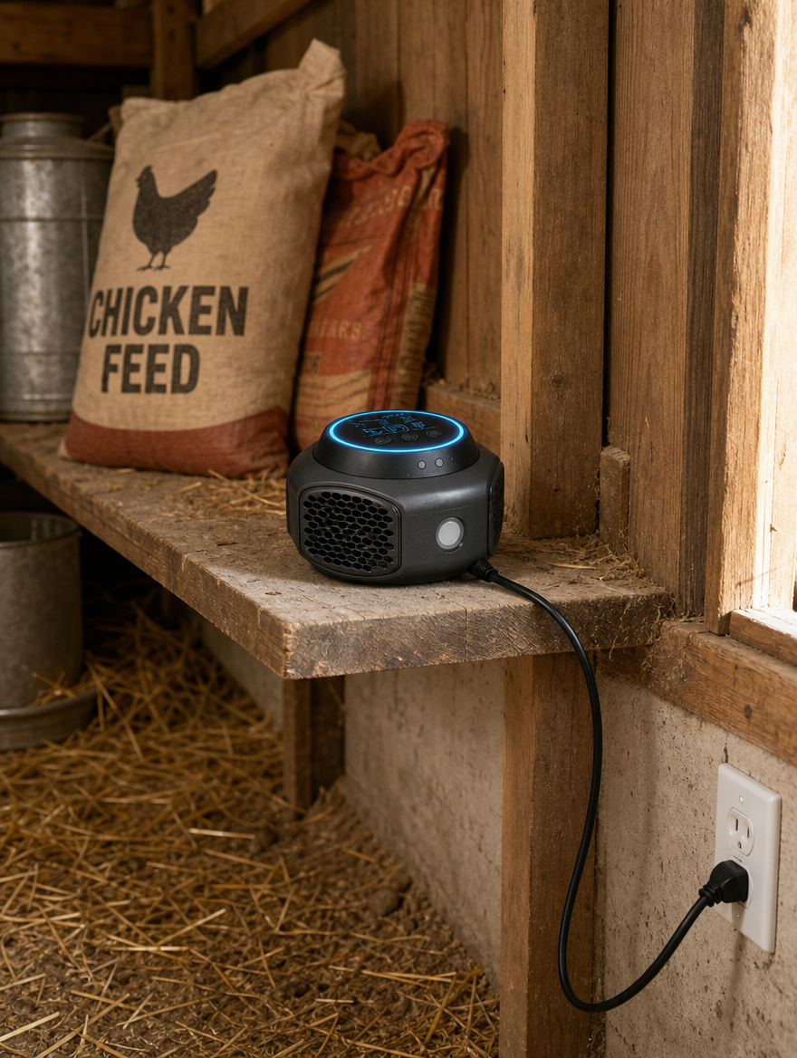 4-in-1 Rodent Shield on a shelf in a feed shed