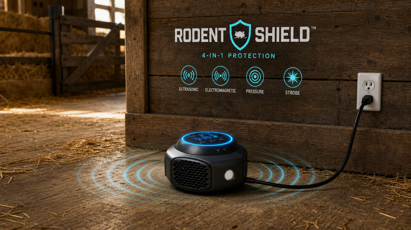 4-in-1 Rodent Shield mechanism, floor-resting, cable to outlet